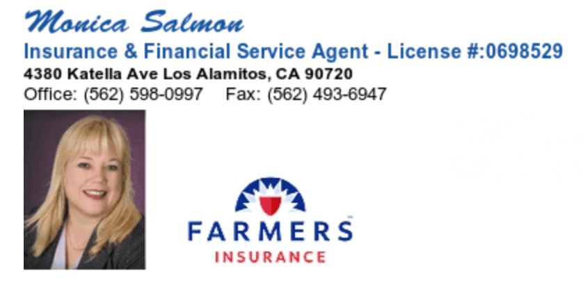 Business Card Farmers Insurance Monica Salmon