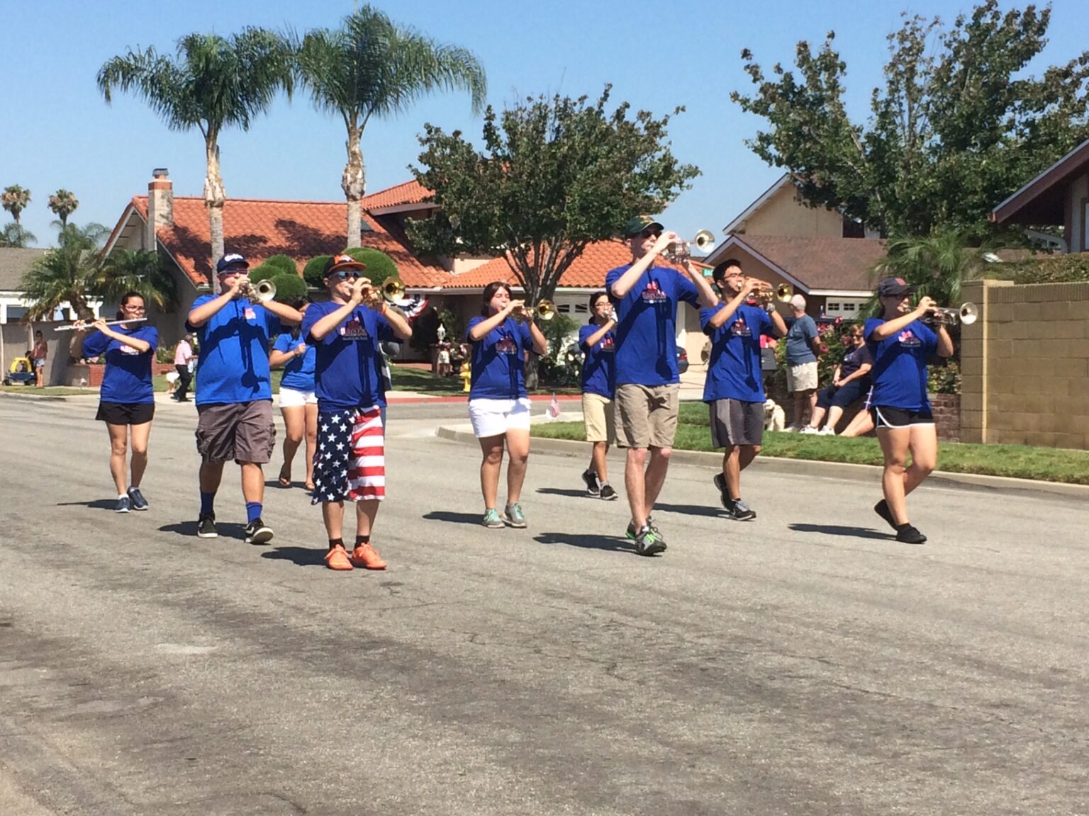 Band marching in parade